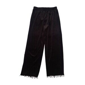 Carolyn Strauss Embellished‎ Velvet Pants - Wide Leg Black Pull-On NWT Sz.S